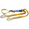 Werner Fall Protection DeCoil Stretch Lanyard for impact force reduction, yellow with silver clips.