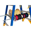 Werner OBEL Series Electrician's fiberglass Stepladders, 375 lb rated, blue and yellow color.