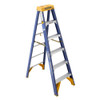 Werner OBCN Series Contractor's fiberglass Stepladders, 375 lb rated, blue and yellow, ladder for climbing.