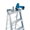 Werner 400 Series aluminum stepladder with tools on top,  aluminum ladder, Werner brand.