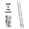 Werner D1800-2EQ Equalizer Series extension ladder, 250 lb rated, silver color, with built-in leg levers.