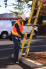 Werner D7100-2 Series yellow fiberglass extension ladder, 375 lb rated, yellow color, Werner brand.