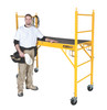 MetalTech Jobsite Series Scaffold, Perry Style, 6' yellow Builders Scaffold with black platform and wheels.