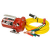Fill-Rite RD812BN 12 Volt DC Portable petrol transfer pump in red color with yellow cable.