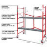 MetalTech Buildman 6' High Mobile Scaffolding, red, 750 lb capacity, portable, three levels.
