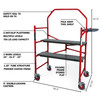 MetalTech Buildman 4' High Portable Scaffold with Aluminum Platform, 750 lb Capacity, red frame.