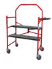 MetalTech Buildman 4' High Portable Scaffold with Aluminum Platform, 750 lb Capacity, red and black color.