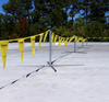 Tie Down Engineering Warning Line System with 100ft Pennants and 4 support legs yellow color.