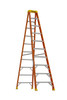 Werner 6100 Series fiberglass traction-tred ladder, 300 lb rated, yellow and orange color.