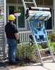 Safety Hoist HD400H Platform Hoist, 28 ft, 400 lb, Honda Gas Engine, blue and silver.