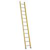 Werner 7100-1 Series yellow fiberglass one-section round rung straight utility ladder, Type IA.