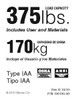 Werner Parts 100195-09 load capacity label, 375# rating, Type IAA, from Werner Parts.