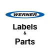 Werner Parts logo with text Labels & Parts, blue and white branding, Werner company emblem.