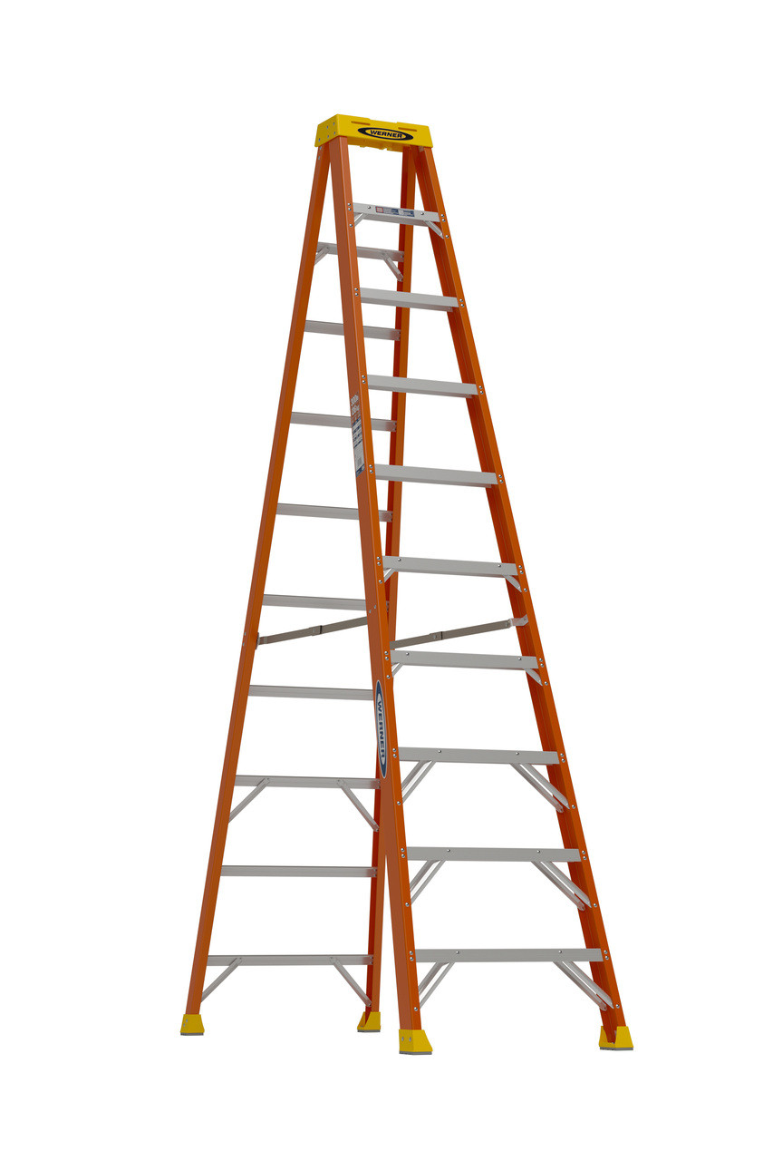 Werner 6110 | 10 Ft Fiberglass Stepladder / Type IA 300 lb Rated