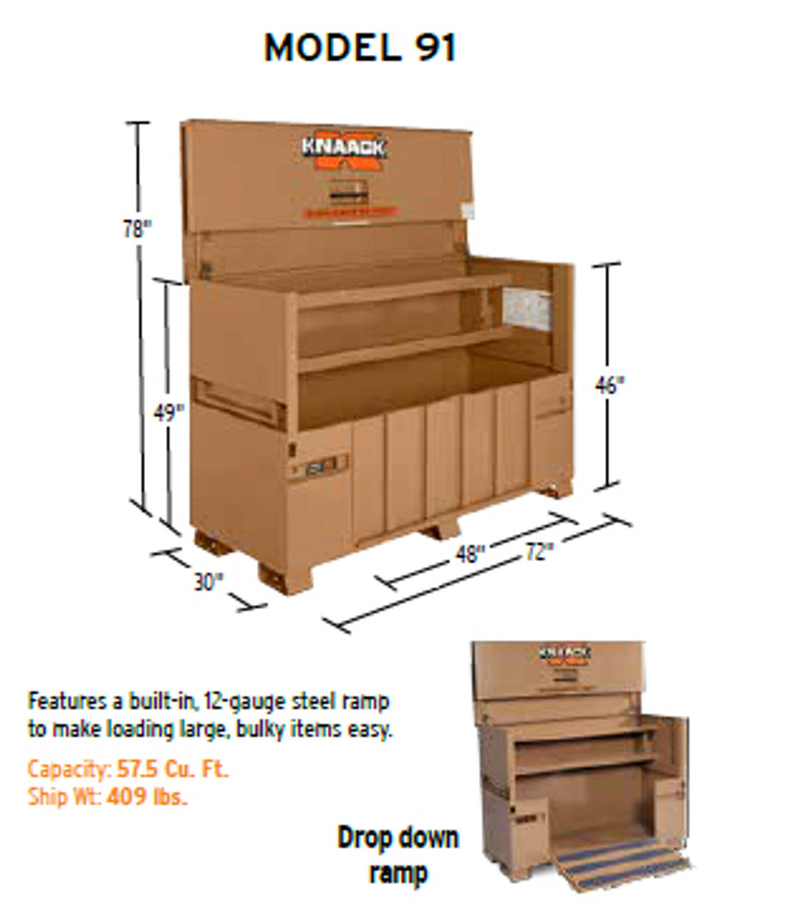 Knaack Model 91-KL STORAGEMASTER Piano Box with Ramp, 57.5