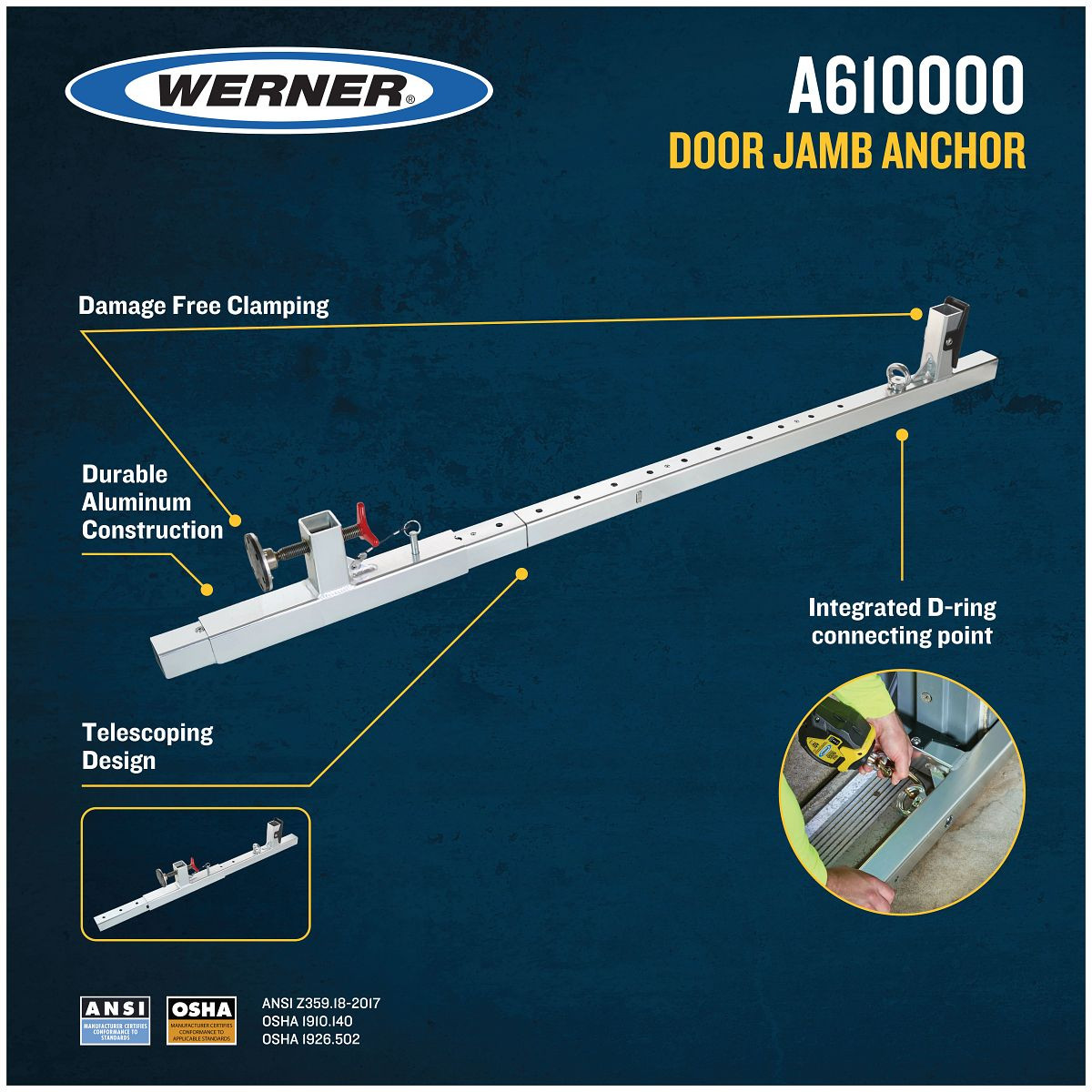JELCO トーンアームケーブル JAC-700L Werner Fall Protection A610000 Door Jamb Anchor - Industrial