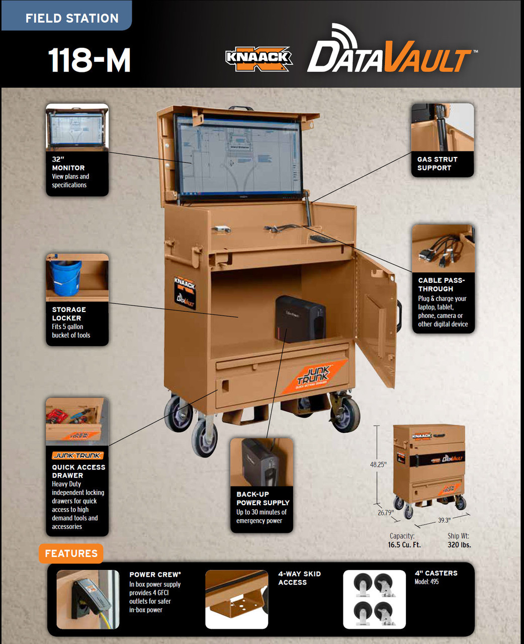 Knaack Model 118-M-KL DATAVAULT Mobile w/2-Locks - Industrial