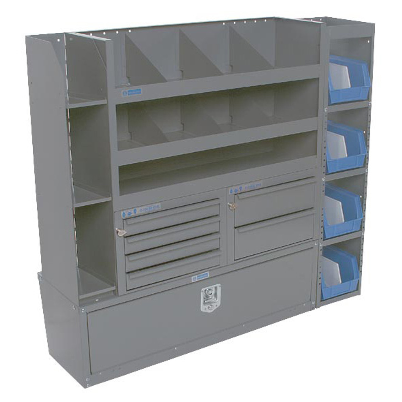 Adrian Steel #MD535 Bin, Drawer & Shelf Rack Module , 52w x 46.5h x 14d,  Gray / Ford Transit