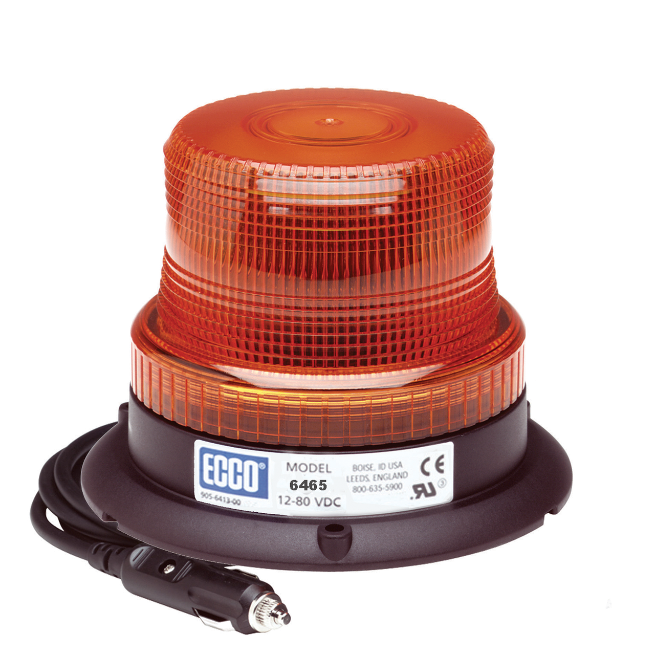 ECCO 6465 LED Beacon: Low profile, 12-80VDC, Pulse8 Flash, Amber