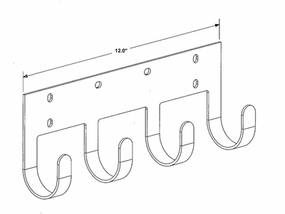 Adrian Steel #TA1WAD 4-Hook Bar w/ End Panel Adapter , 14.6w x 4.5h x 4.1d, Gray