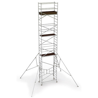 MetalTech AL-Q0108 | 24' Easy-Set Scaffold Tower With - 30' Reach  With Guardrails And Outriggers