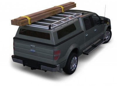 Prime Design AR1205-S AluRack on Ford F150 Pickup, showcasing Professional Image, 6.5' Cap, gray truck.