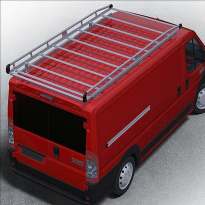 Red Prime Design AluRack on van for Work Vehicle, 159" High Roof ProMaster AR1423.
