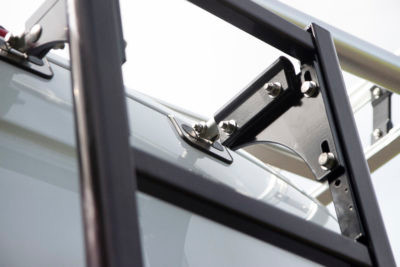 Prime Design AAL-8012-BLK roof ladder on RAM ProMaster for Worker Safety Access, 90" Low Roof, Black.
