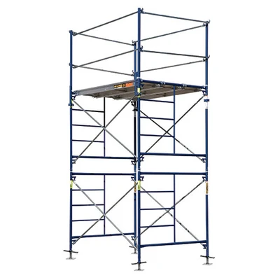MetalTech M-MFT5710 Steel Frame Scaffold tower with 24” solid screw jacks, 2,500 lb capacity.