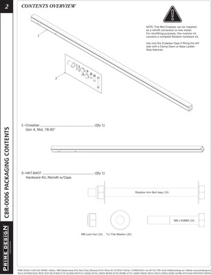 Prime Design ErgoRack CBR-0006 Middle Crossbar Kit for Truck Rack System, use with CBR-0005.