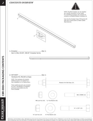 Prime Design "ErgoRack" CBR-0004 MIDDLE CROSSBAR KIT, USE WITH CBR-0003