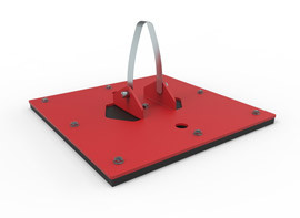 ReechCraft PowerPole 4022465 base foot with Rubber Backing, 10x10 inches, red color, metal.