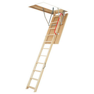 Fakro 66804 LWP Wood Attic Ladder | 25" x 54" Opening | 10'1" Ceiling Heights | "Insulated" | 300 lb Capacity