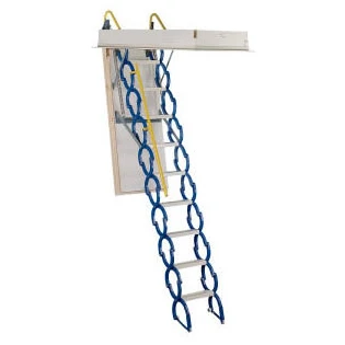 Rainbow Attic Stair M3060H Telescoping Steel attic ladder, 30"x60" opening, 11' ceiling height, blue steps.