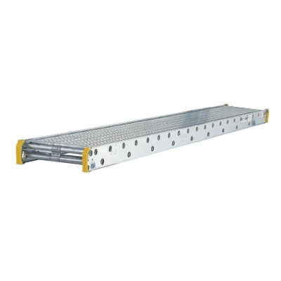 Werner 2512 Aluminum Stage, 12 Ft Long, 20" Wide, 2-Person 500lb Capacity, silver color.