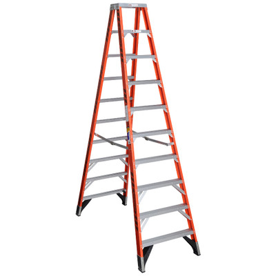 Werner T7410 | 10 Ft Fiberglass Twin Stepladder / Type IAA 375 lb Rating