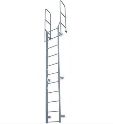 Cotterman F28W Fixed Steel Wall Ladder 3570246 with walk-thru rail, 3 sections, 30ft 8in.
