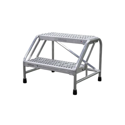 Cotterman 2-step aluminum step stand, safe for industrial use, silver color, durable design.