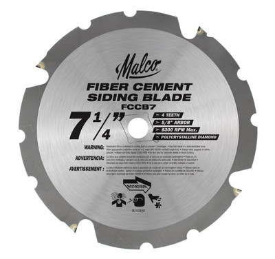 Malco Tool 7 1/4" Fiber Cement Circular Saw Blade for Precision Cutting.