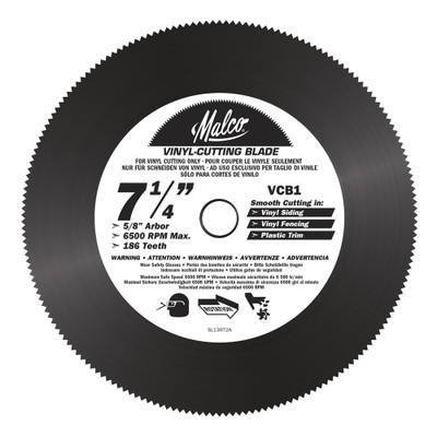 Malco Tool #VCB1 Circ Saw Blade, Vinyl, 7.25"