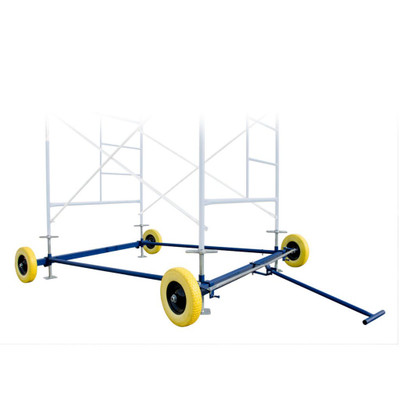 MetalTech M-MW1016 Wagon with 16'' wheels for 10' scaffold, MetalTech wagon, blue frame, yellow wheels.