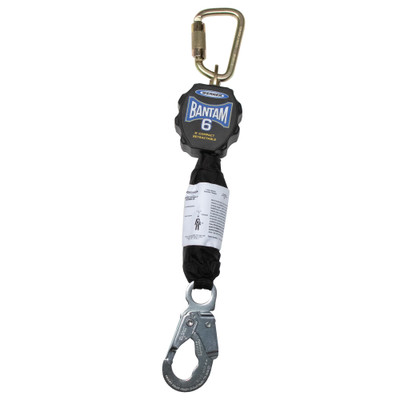Werner Fall Protection Bantam 6' Web Self-Retracting Lifeline with high impact nylon housing and snap hook.
