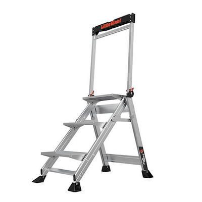 Little Giant Model 11903 | JUMBO STEP, 3-Step Model - ANSI Type IAA - 375 lb Rated, Aluminum Step Stool with Handrail