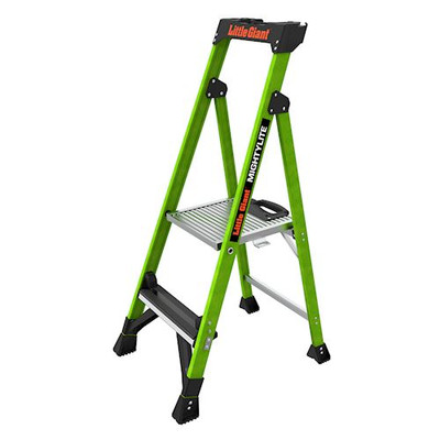 Little Giant Model 15404-001 | MIGHTYLITE, 4' Model - ANSI Type IAA - 375 lb Rated, Fiberglass Stepladder with GROUND CUE