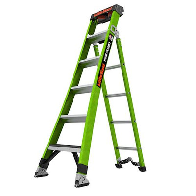 Little Giant Model 13906-074 | KING KOMBO Technical, 6' - ANSI Type IAA - 375 lb Rated, Fiberglass 3-in-1 All-Access Combination Ladder with GRIP-N-GO Single-Hand Release Hinge with Rotating Wall Pad, V-Rung Corner Pad, GROUND CUE, and SURE-SET Feet