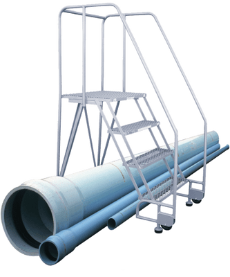 Cotterman Straddle Base TiltNRoll® Rolling Steel Ladder / A3 Tread