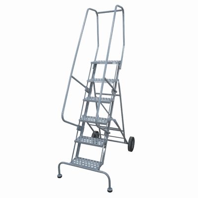 Cotterman 6500 Series Roll-N-Fold Rolling Welded Steel Ladder with A1 Tread for industrial safety.