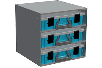 Adrian CHPPC3S holder with three cases, gray and blue color, from Adrian brand product series.