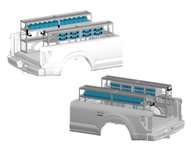 Adrian ELE-8TRK truck electrical package with 8-foot bed, Adrian brand, in gray and blue colors.