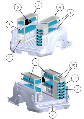 Adrian PLBG-4TRK Plumbing Package Truck Bed Shelving 4.5' Bed / Ford Maverick
